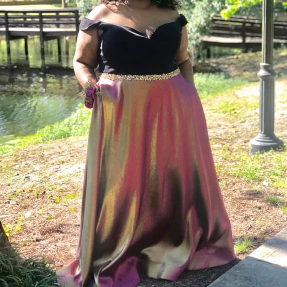 Off the shoulder plus size prom dress
